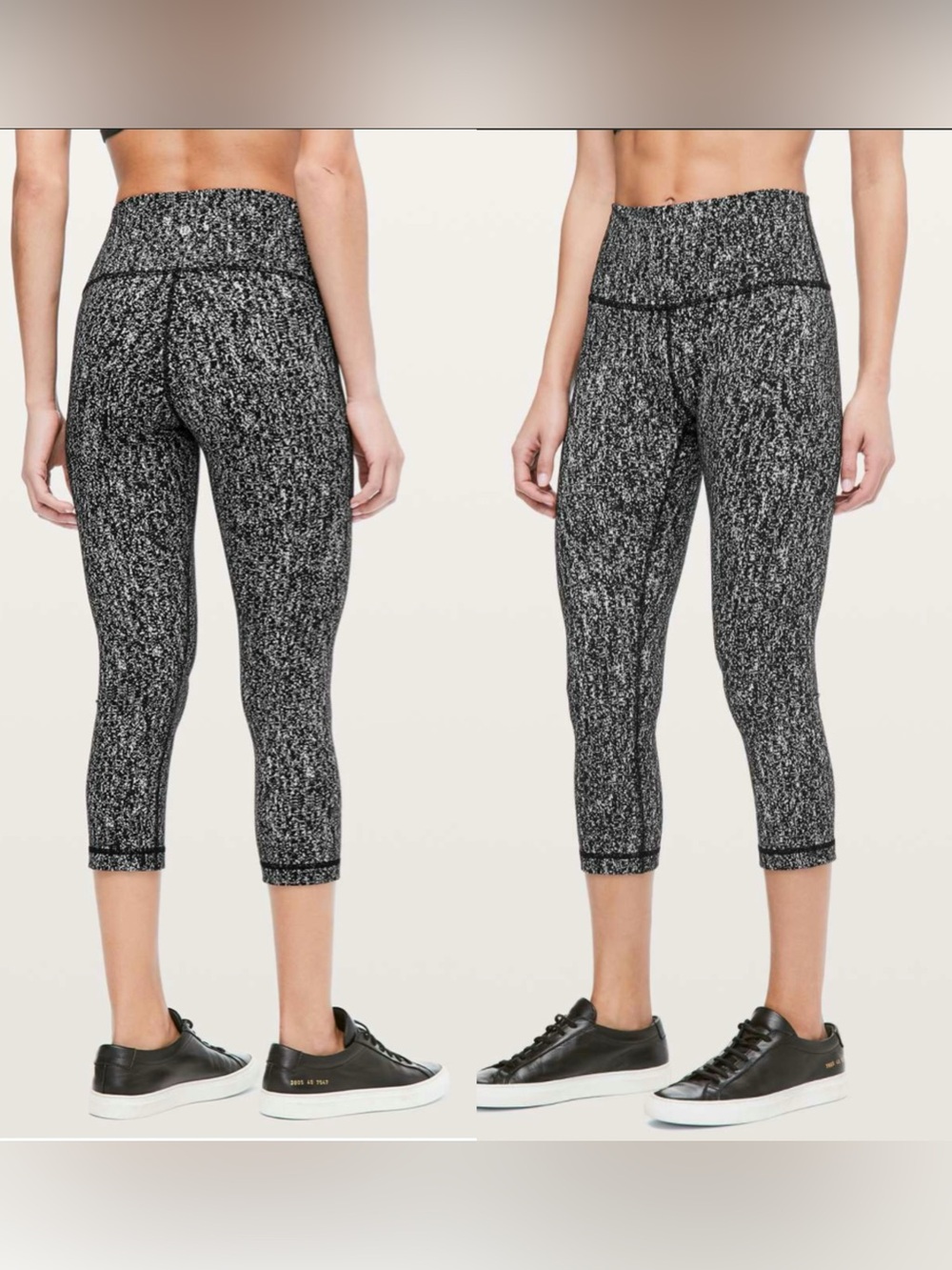 High-Waist Black Marled Capri Leggings size 8